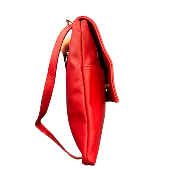 Red Leather Crossbody Bag | Made in Greece | Soft Genuine Leather | NWOT - Picture 3 of 13